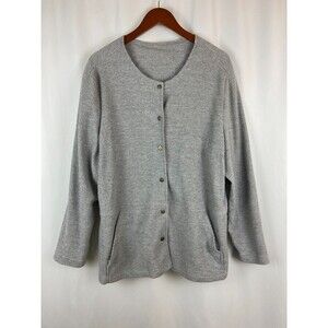VTG Blair Women's 2XL Waffle Knit Gray Button Up Cardigan Sweater Pockets Cozy